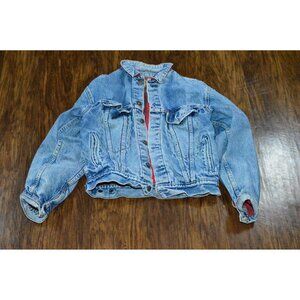 Levis Jacket Vintage Blue Denim Flannel  Lining Trucker Women's Size Small READ